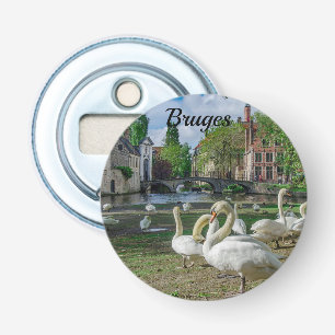 White swans in Bruges downtown Bottle Opener