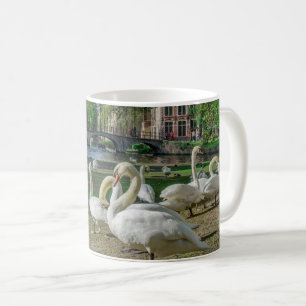 White swans in Bruges downtown Coffee Mug
