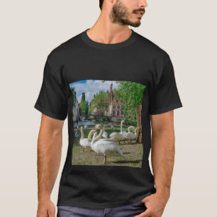 White swans in Bruges downtown T-Shirt