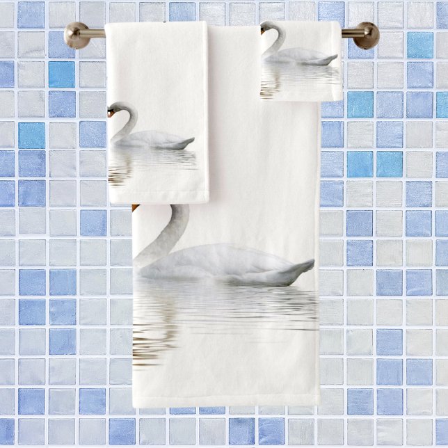 White swans in love with family name bath towel set (Creator Uploaded)
