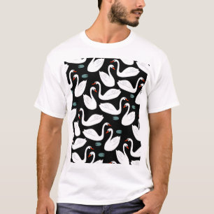 White Swans Lake Seamless Wallpaper T-Shirt