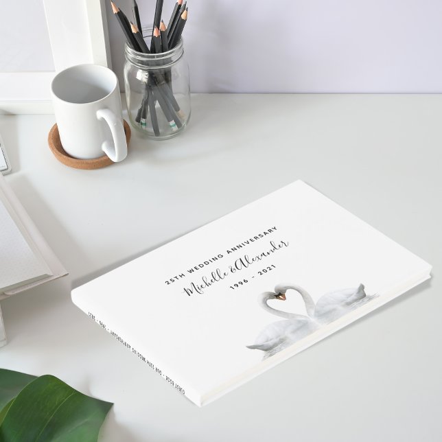White swans love birds 25th wedding anniversary guest book (Creator Uploaded)