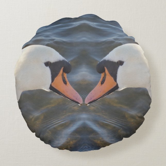 White Swans Round Pillow (Back)