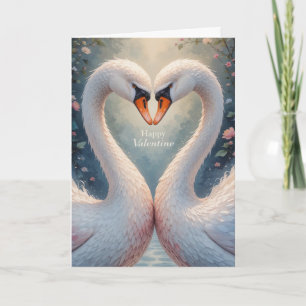 White Swans Valentine Romantic Love Birds  Holiday Card