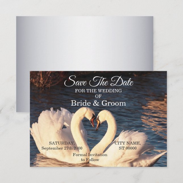 White Swans Wedding Save The Date (Front/Back)