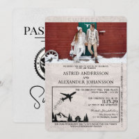 White Sweden Passport Wedding Invitation