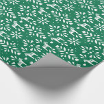 White Swedish Dala Horse Green Holiday Gift Wrap<br><div class="desc">This elegant holiday gift wrapping paper features a folk art pattern of flowers,  dala horses and hearts in classic white on green with a Swedish twist. The green background can be changed to any colour of your choice using the "customise it" function and the colour picker.</div>