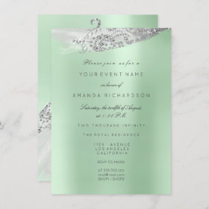 White Sweet 16th Bridal Dress Mint Green Invitation