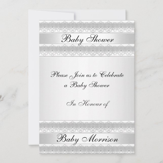 White sweet Baby Shower Party  Invitation (Front)