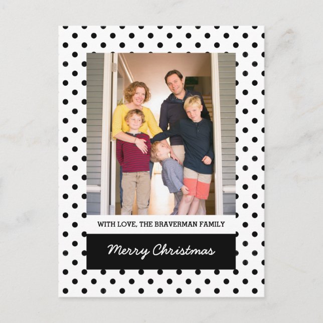 White Sweet Polka Dot Holiday Photo Postcard (Front)