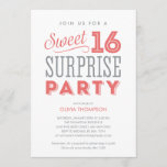 White Sweet Sixteen Surprise Invitations<br><div class="desc">White sweet sixteen surprise invitations with a modern style design. Customise the wording to fit your party needs.</div>