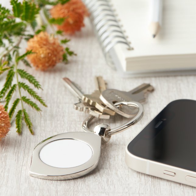 White Swirl Metal Keychain (Side)