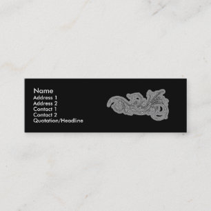 White Swirl on Black - Customised Mini Business Card