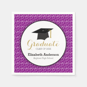 White Swirl on Purple Class of 2023 Graduation Napkin
