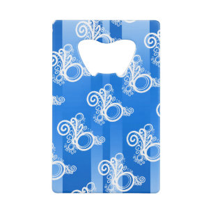White Swirls Art Nouveau And blue Chic Stripes