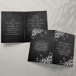 White Swirls On Chalkboard Wedding Bi-Fold Program<br><div class="desc">These elegant white swirl on chalkboard wedding bi-fold program templates are perfect for any couple planning a romantic and chic marriage. These bi-fold program templates can be personalised for your special occasion and would make the perfect order of service for any wedding, bridal shower, engagement party, birthday party and much,...</div>