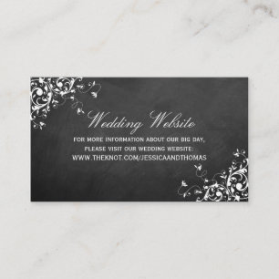 White Swirls On Chalkboard Wedding Website Enclosure Card