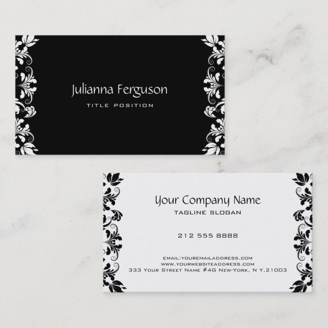 White Swirls Reversible Business Card (Front/Back)