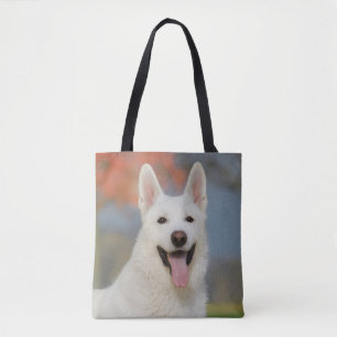 White Swiss Shepherd Dog Photo : Cute Furry Friend Tote Bag