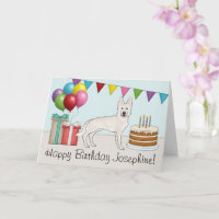 White Swiss Shepherd GSD Colourful Happy Birthday