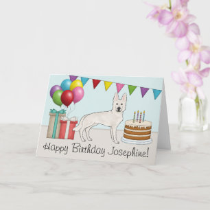 White Swiss Shepherd GSD Colourful Happy Birthday Card