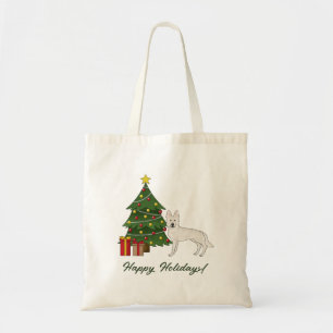 White Swiss Shepherd GSD Dog Green Christmas Tree Tote Bag