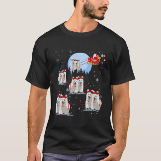 White Swiss Shepherd Reindeer Santa Under Moonligh T-Shirt