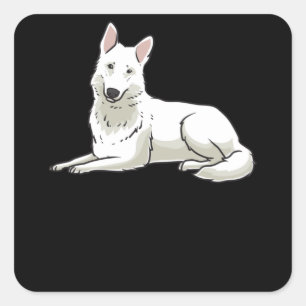 White Swiss Shepherd Square Sticker