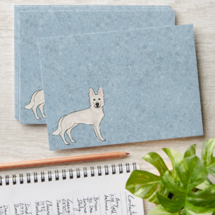 White Swiss Shepherd White GSD Cartoon Dog Blue Envelope