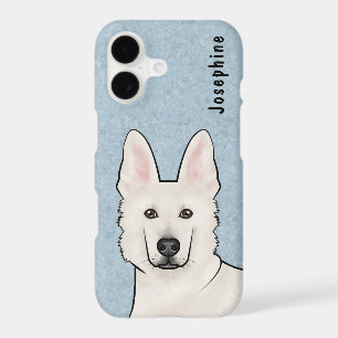 White Swiss Shepherd White GSD Cartoon Dog Head