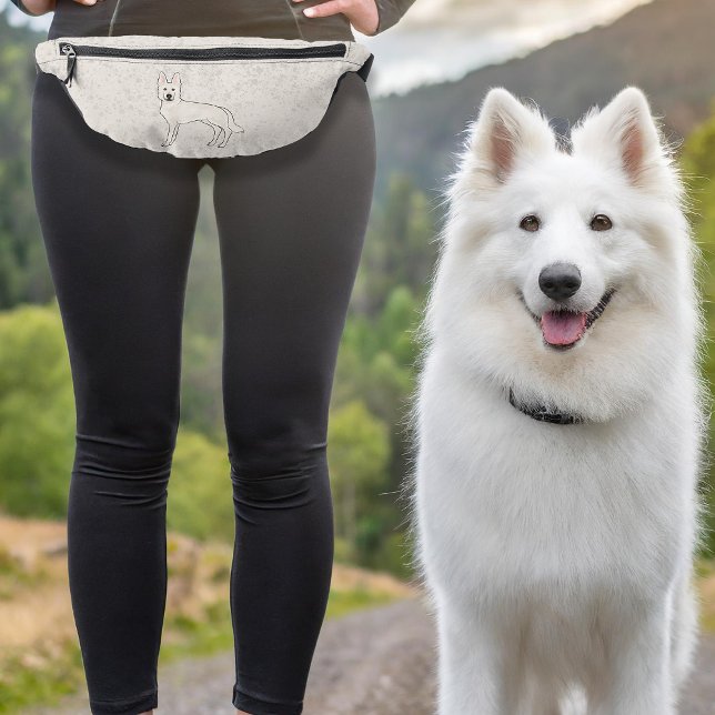 White Swiss Shepherd White GSD Cute Cartoon Dog Bum Bags (Please note: This image is a digital mockup. The product may not be in scale.)