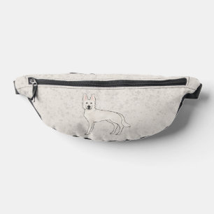 White Swiss Shepherd White GSD Cute Cartoon Dog Bum Bags