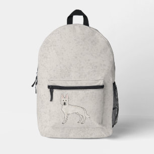 White Swiss Shepherd White GSD Cute Cartoon Dog Printed Backpack
