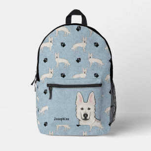 White Swiss Shepherd White GSD Cute Dog Pattern Printed Backpack