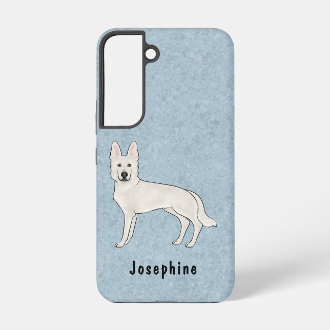White Swiss Shepherd White GSD Cute Dog With Name Samsung Galaxy S22 Case (Back)