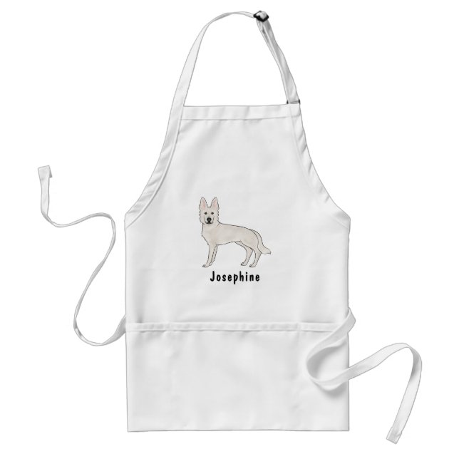 White Swiss Shepherd White GSD Cute Dog With Name Standard Apron (Front)