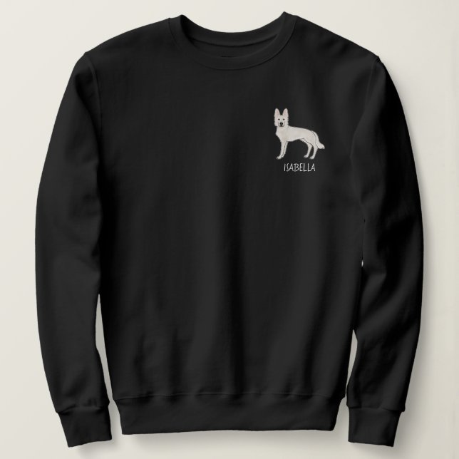 White Swiss Shepherd White GSD With Custom Text Sweatshirt (Design Front)