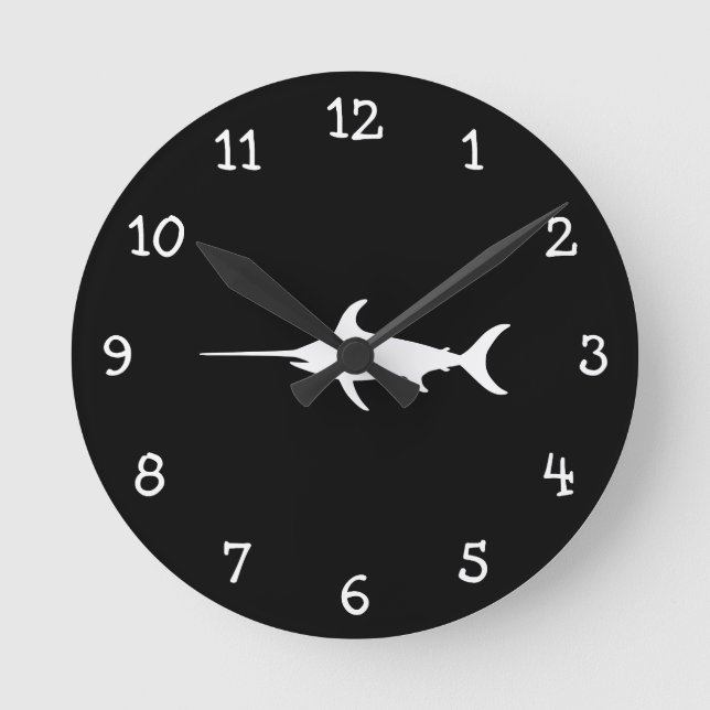 White Swordfish Round Clock (Front)