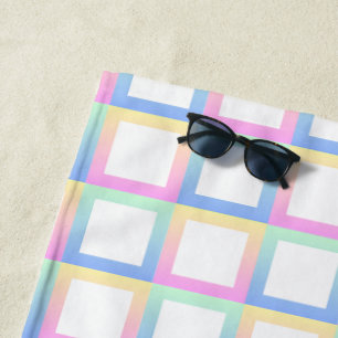 White Symmetric Chequered Gradient Pattern Frames Beach Towel