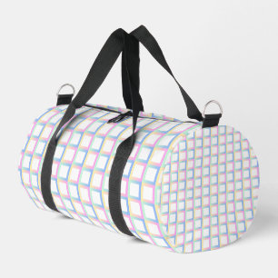 White Symmetric Chequered Gradient Pattern Frames Duffle Bag