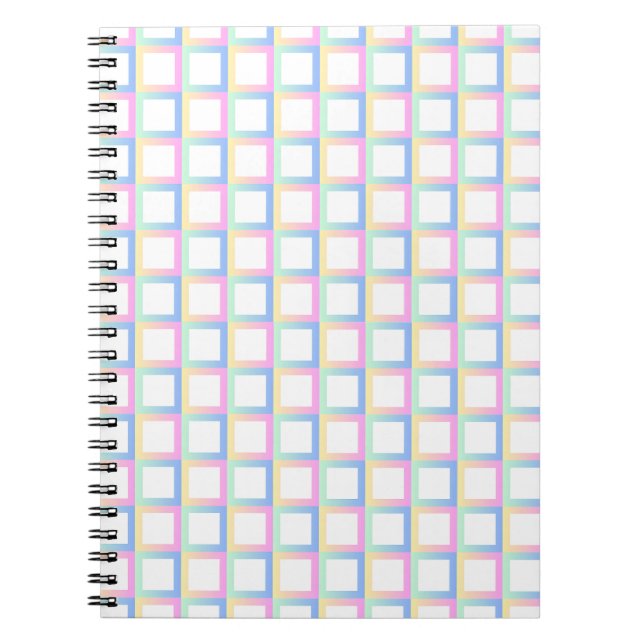 White Symmetric Chequered Gradient Pattern Frames Notebook (Front)