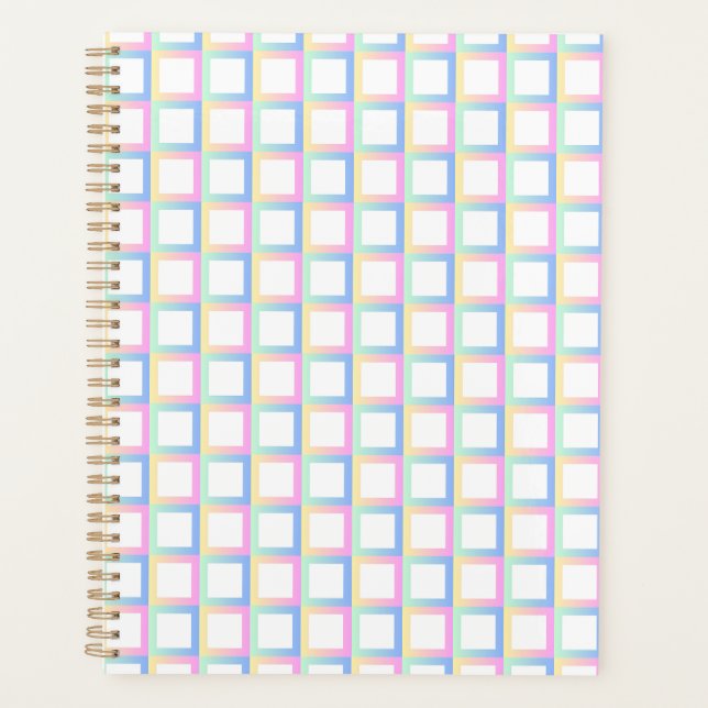 White Symmetric Chequered Gradient Pattern Frames Planner (Front)