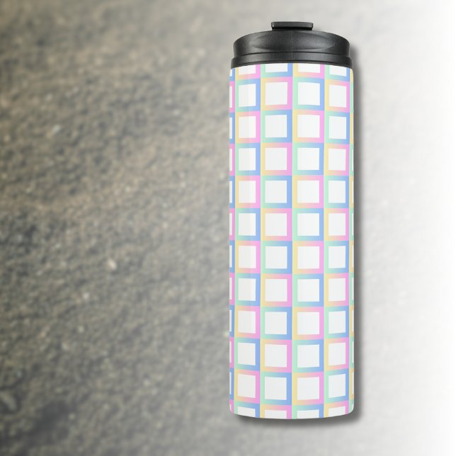 White Symmetric Chequered Gradient Pattern Frames Thermal Tumbler (Creator Uploaded)