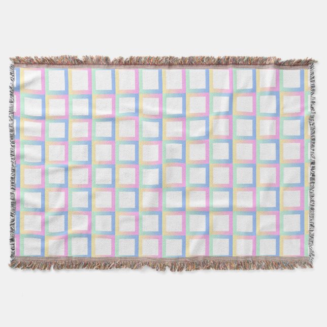 White Symmetric Chequered Gradient Pattern Frames Throw Blanket (Front)