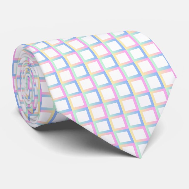 White Symmetric Chequered Gradient Pattern Frames Tie (Rolled)