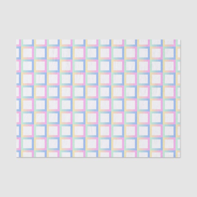 White Symmetric Chequered Gradient Pattern Frames Tissue Paper (Front)
