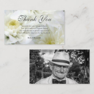 White Sympathy Funeral Floral & Photo Thank You Card