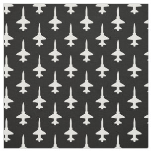 White T-38 Talon Pattern on Black Fabric
