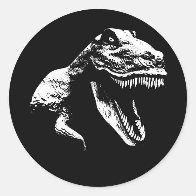 White T Rex Classic Round Sticker (Front)
