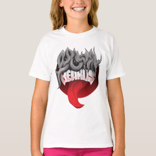 White t-shirt featuring a bold graphic